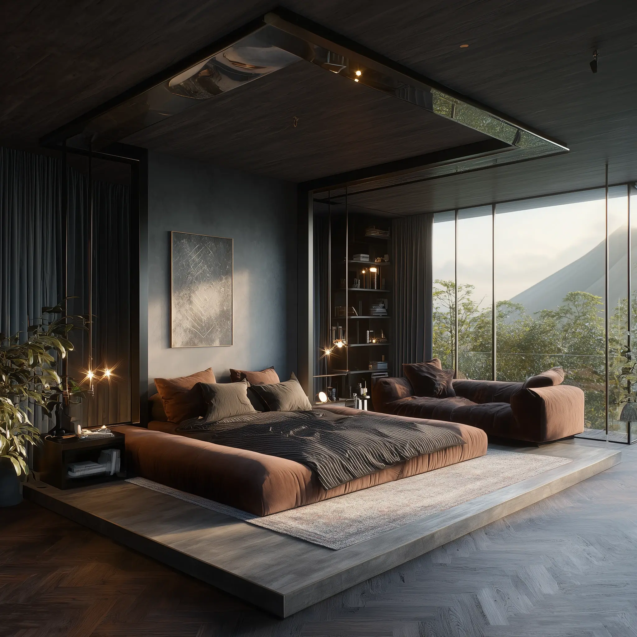 Candidasa master bedroom with panoramic mountain views